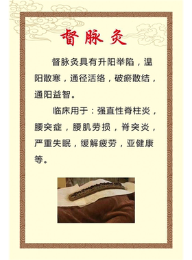 脐灸督脉灸海报贴纸中医艾灸养生挂画龙骨灸装饰画肩颈调理海报图
