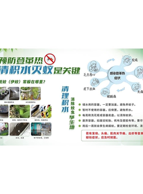 预防登革热防蚊灭蚊是关键海报灭蚊除病预防登革热墙贴纸KT板