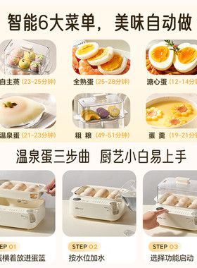 小熊家用电蒸锅可视化水箱多功能双层智能定时预约早餐机蒸蛋器