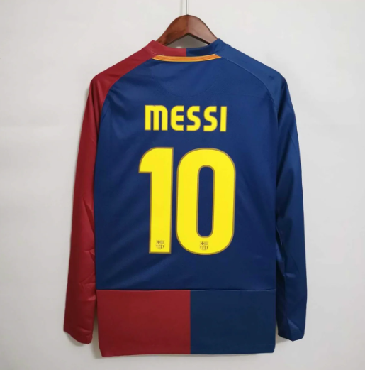 08 09 Barcelona Long A.INIESTA MESSI HENRY Classic Jerseys - 图0