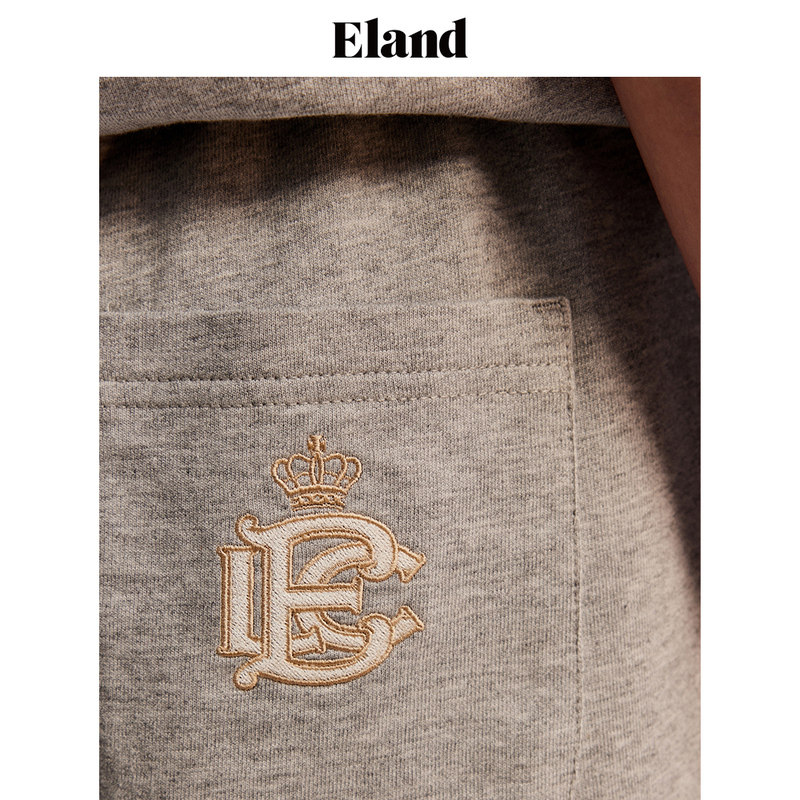 【Eland奥莱】衣恋休闲裤女夏季学院风刺绣印花休闲运动短裤,淘宝优惠券,粉丝福利购,淘宝优惠卷