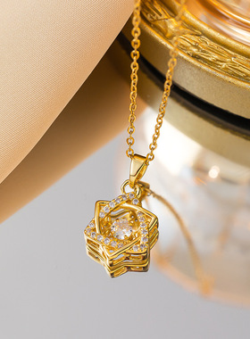 高级感气质轻奢满锆铜微镶项链女真金电镀简约网红新款精致锁骨链