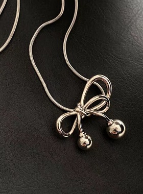 ins网红蝴蝶结毛衣链项链女小众设计感轻奢个性气质热卖配饰