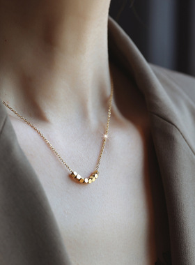 简约百搭八方来财小方珠脚链钛钢不掉色沙滩脚环女生饰品礼物