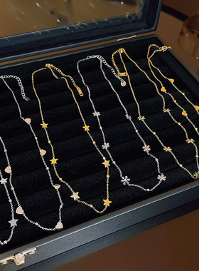 轻奢精致简约百搭爱心星星雪花锁骨链女高级感小众设计感钛钢项链