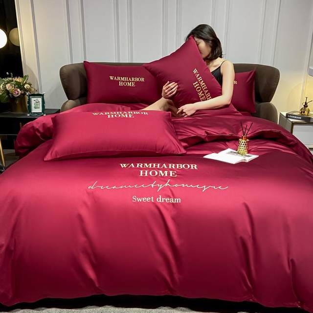 New European style spring and summer light luxury 2023 bed four-piece set full cotton pure cotton naked U sleeping quilt cover sheets and bed cover