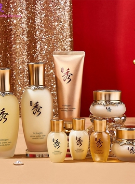 妍村秀鹿茸胶原蛋白贵妇护肤八件套保湿补水保湿精华化妆品套盒批
