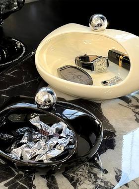 陶瓷钥匙收纳玄关摆件高级感小众桌面上置物架托盘创意入户收纳盒