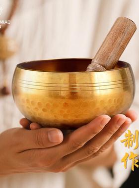 尼泊尔颂钵疗愈工具 复古铜音钵音碗 铜钵瑜伽音疗冥想钵铜馨摆件