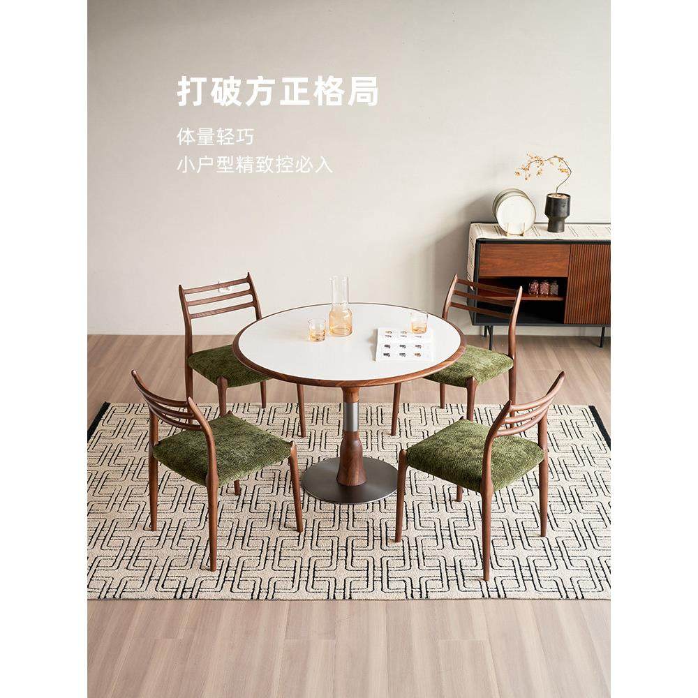 爱依瑞斯小户型北美胡桃木岩板实木圆餐桌家用饭桌圆桌子CZ01餐桌,淘宝优惠券,粉丝福利购,淘宝优惠卷