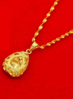 锁骨镂空项链爱心玫瑰镂空水滴锁骨链简约四叶桃心水滴吊坠饰品