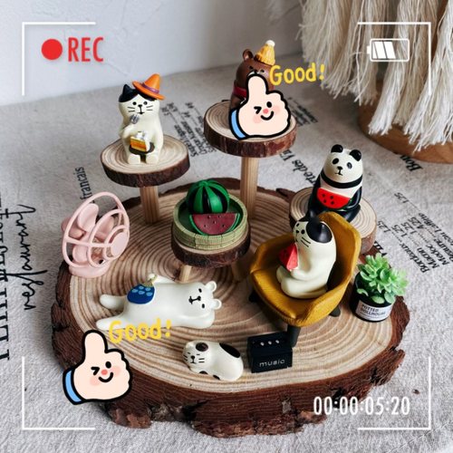 3层展示架圆多层椰树盲盒场景搭配手工森系道具娃屋摆件装饰收纳 - 图2