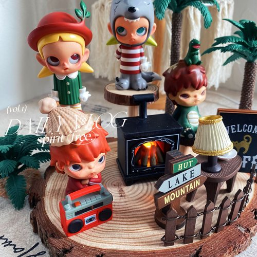 3层展示架圆多层椰树盲盒场景搭配手工森系道具娃屋摆件装饰收纳 - 图0