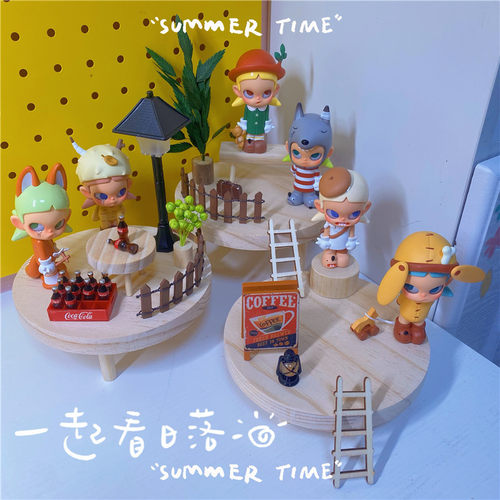 圆盘多层展示架收纳架木盲盒场景搭配场景拍照道具diy手工小配件 - 图0