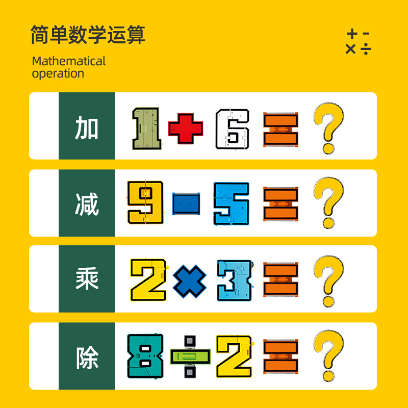 儿童益智数字变形机器人男孩百变金刚拼装体玩具汽车字母积木套装 - 图2