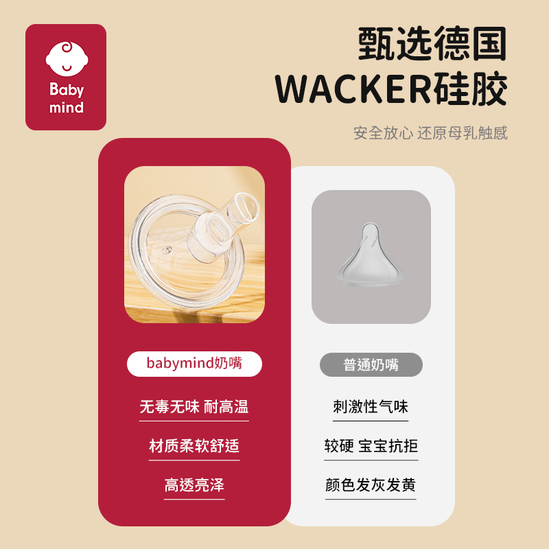 适配贝亲奶瓶配件手柄重力球直饮吸管学饮鸭嘴宽口离乳奶嘴二三代