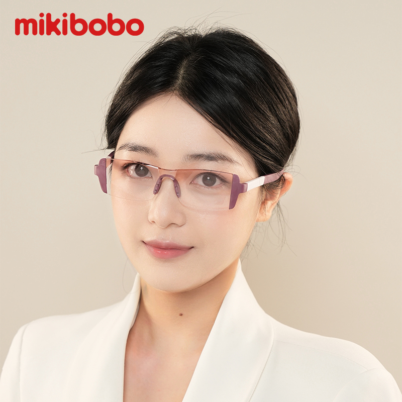 mikibobo老花眼镜防蓝光远近双用无框双光钻石切边中老年老花镜