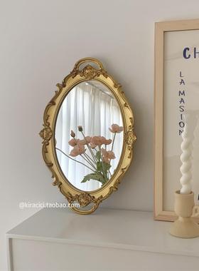 法式复古玻璃镜面托盘ins风客厅装饰摆件香薰首饰展示盘收纳盘