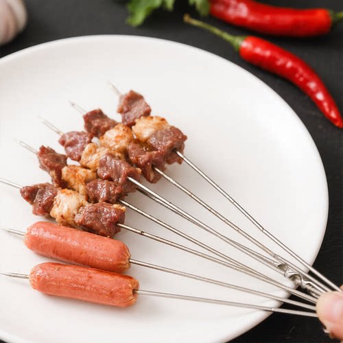 大秦左岸烧烤签304食品级圆签不锈钢烧烤钎子羊肉串签子烧烤配件 - 图2