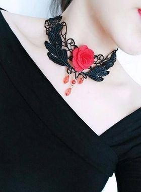蕾丝哥特式宫廷颈链choker链女