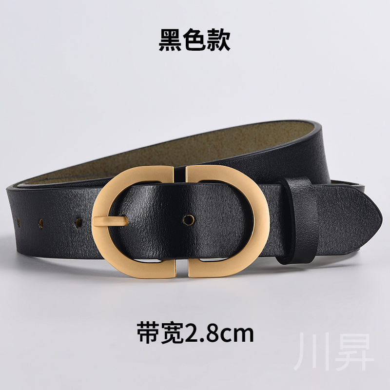 皮带女士真皮复古腰带新款百搭配牛仔裤装饰黑色牛皮裤带