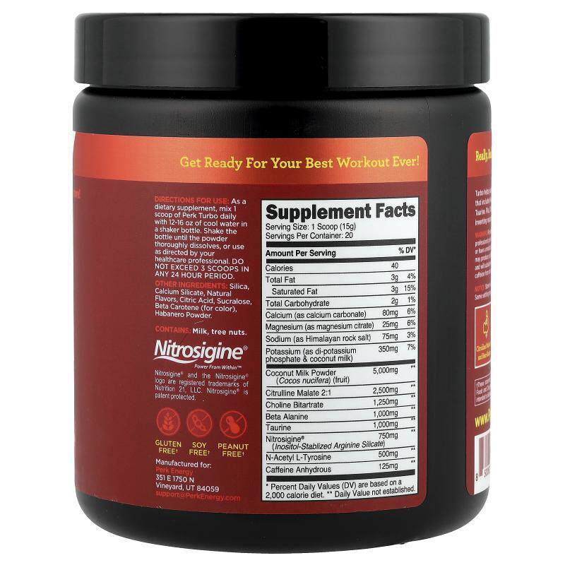 Perk Energy,Perk Turbo, Pre-Workout, Mango Habenero, 10.7 oz - 图0