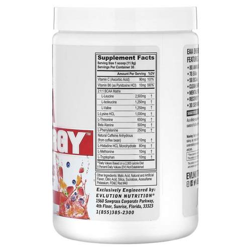EVL,EAA Energy, Fruit Punch, 3 Sample Pack, 0.4 oz (11.9 g) - 图0
