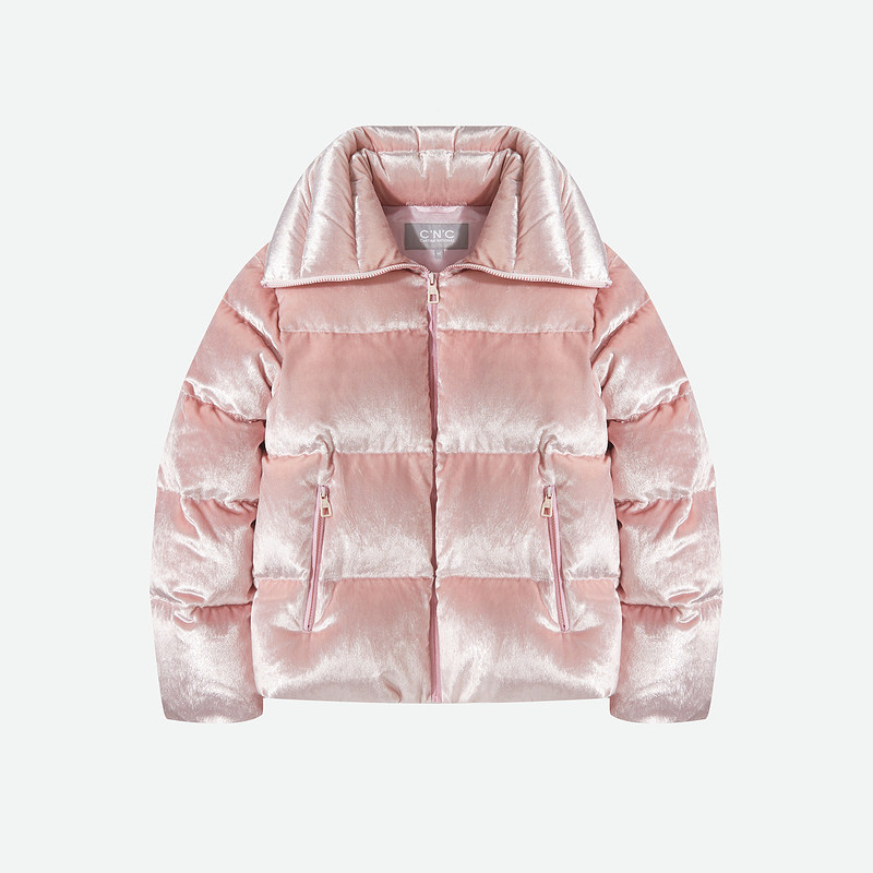 CNC女装冬季新款粉色丝绒大翻领羽绒服女短款加厚保暖外套,淘宝优惠券,粉丝福利购,淘宝优惠卷