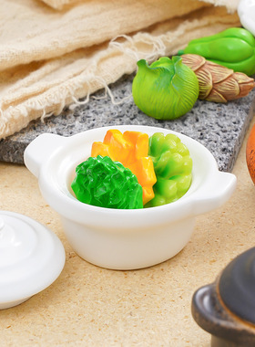 仿真食玩中式砂锅炖锅DIY小摆件