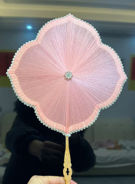 蚕丝扇diy材料包骨架手工团扇异形扇框扇骨幼儿园自制母亲节礼物