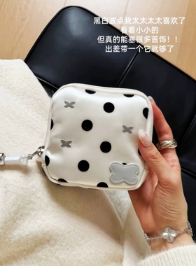 迷你随身小首饰包包！波点首饰收纳包旅游便携分层手饰品耳环项链