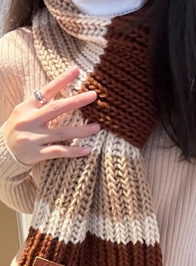 毛线手工编织围巾韩式盐系氛围感diy材料包秋冬送男女友自制围脖