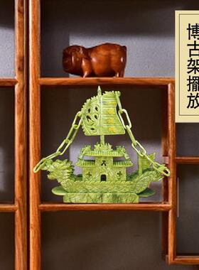 天然玉雕双头龙船一帆风顺摆件客厅办公室家居装饰品公司开 业礼