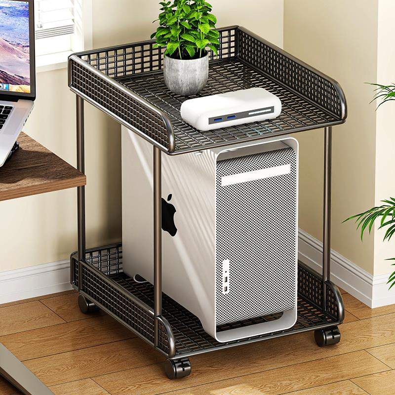 Household desktop computer under the desk host placement bracket with wheels removable chassis base multi-function storage rack