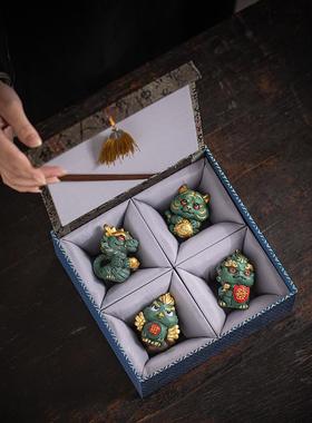 国潮文创中式四大神兽招财青龙白虎朱雀玄武桌面玄学镇纸装饰礼物