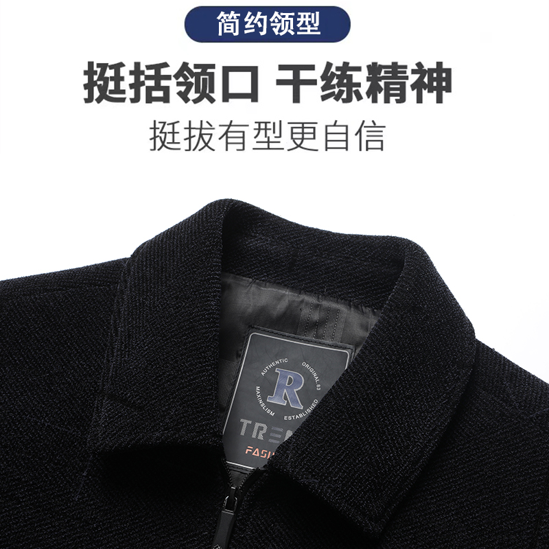 罗蒙爸爸装雪尼尔夹克衫春秋新款中老年男士秋冬翻领商务休闲外套