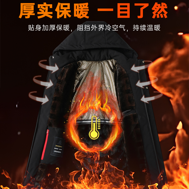 罗蒙男士中长款棉服2023秋冬新款外套中老年爸爸冬装加绒加厚棉衣