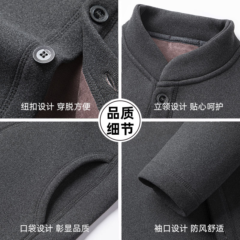 罗蒙爸爸装棉衣中老年人男装棉服冬季加绒加厚保暖外套棉袄外衣