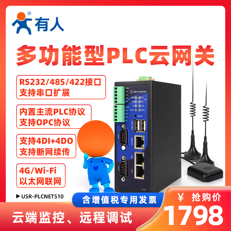 有人PLC云网关4G通讯串口模块远程控制下载数据dtu采集传输510 - 图1