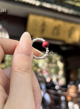 灵隐过香祝福朱砂S925银戒指女款