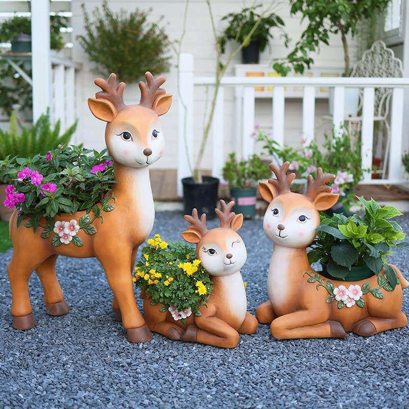 户外庭院别墅院子花园彷真梅花鹿花盆动物摆件客厅电视柜装饰造景,淘宝优惠券,粉丝福利购,淘宝优惠卷
