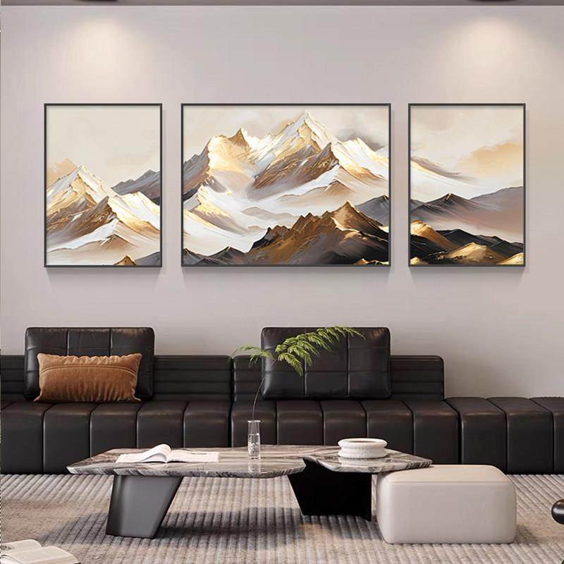 日照金山客厅装饰画三联画轻奢大气沙发背景墙壁画高级感风景挂画,淘宝优惠券,粉丝福利购,淘宝优惠卷