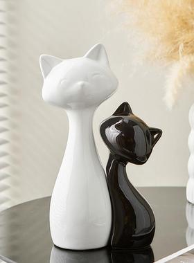 猫咪摆件高级感小众客厅玄关电视柜装饰品轻奢高档酒柜艺术工艺品