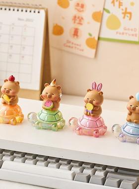 创意潮玩豚里豚气龟龟乐桌面摆件可爱卡皮巴拉办公室工位装饰礼物