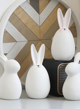 创意陶瓷兔子摆件家居饰品ins风格可爱简约现代客厅酒柜礼物工艺