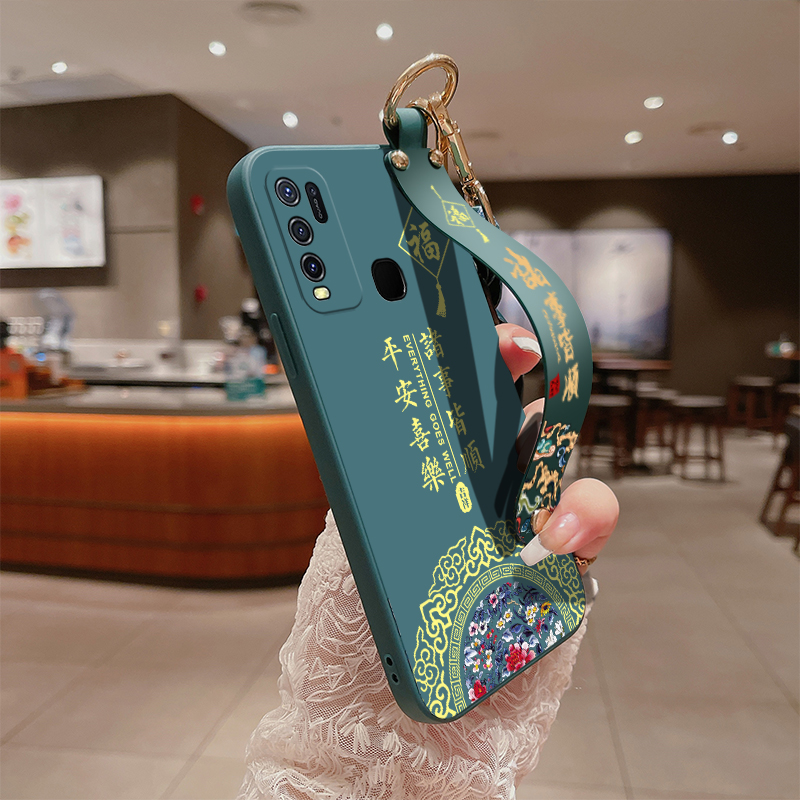 适用vivoY50手机壳V1934A腕带vivoY55s软壳VIVO Y5S中国风V2164A可斜挎vivoy5s女款z5i全包viv0u3防摔V1965A - 图1