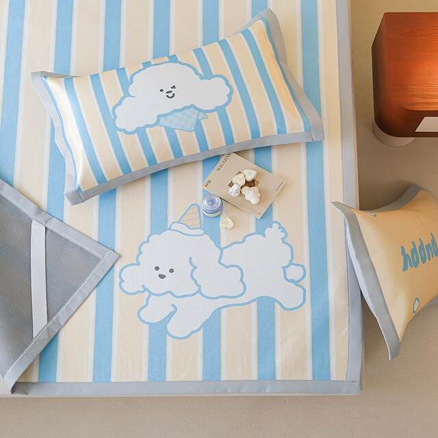 New cartoon Class A Cool Mats and Bed Sheets Three-Piece Set Student Door Soft Seat Summer Ice Silk Mats Machine Washable Single and Double People