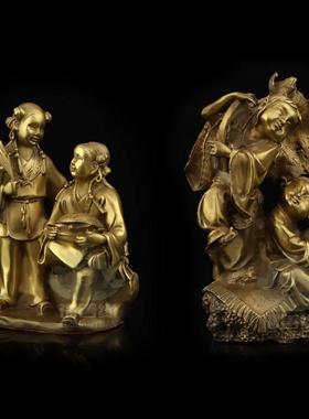 纯铜和合二圣摆件新婚卧室婚房装饰品夫妻结婚礼物婚庆婚礼工艺品