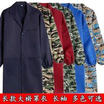 Camouflashed Grand-coat workwear Male Lawsuit Loose Blue Large Coat Breathable Dust-Proof Clothing Ladies Apron Long Sleeve Outerwear