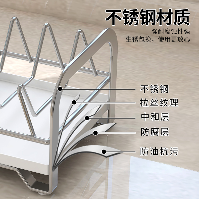 碗碟收纳架不锈钢碗架沥水架厨房碗盘置物架放碗盘子滤水单层简易-图1